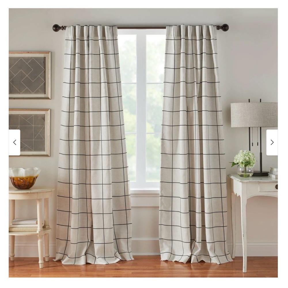 Threshold Cream and Grey Grid Curtains